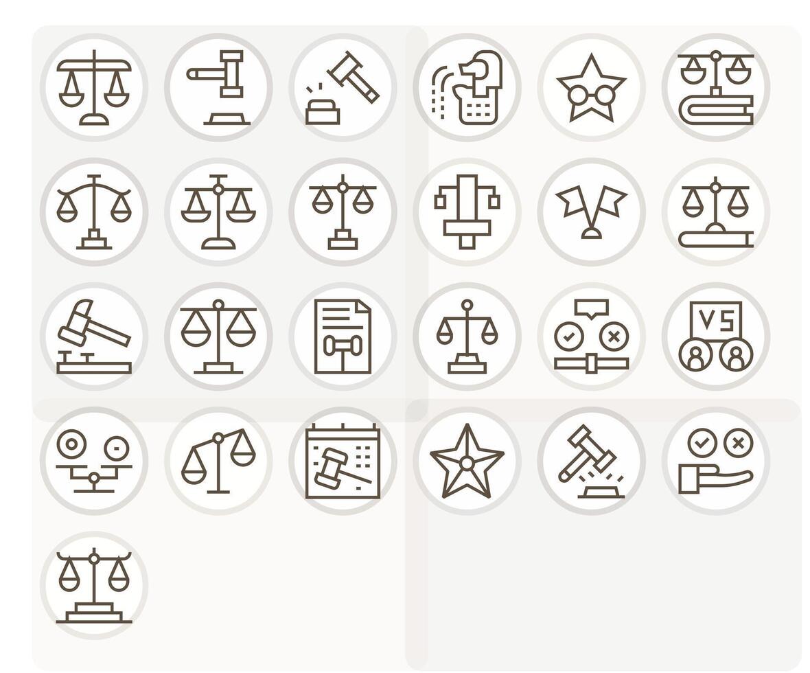 juicio escalable conjunto presentando 25 monitor Perfecto regular línea 256x256 íconos vector