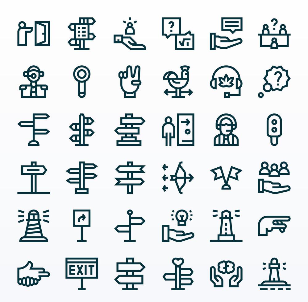 36 Pixel Aligned Bold Line Icons designed for Guidance Interface vector