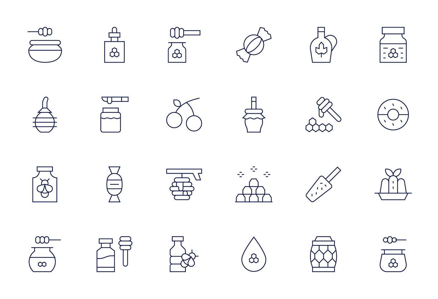 Sweetener Icon Toolkit featuring 24 Display Perfect High Resolution Thin Line elements vector