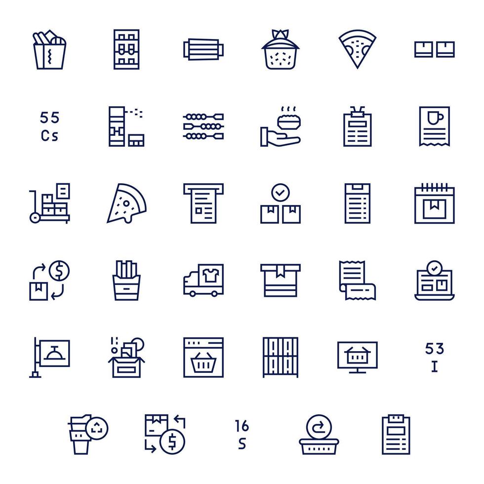 orden icono conjunto con 35 regular línea 64 x 64 píxel alineado gráficos vector