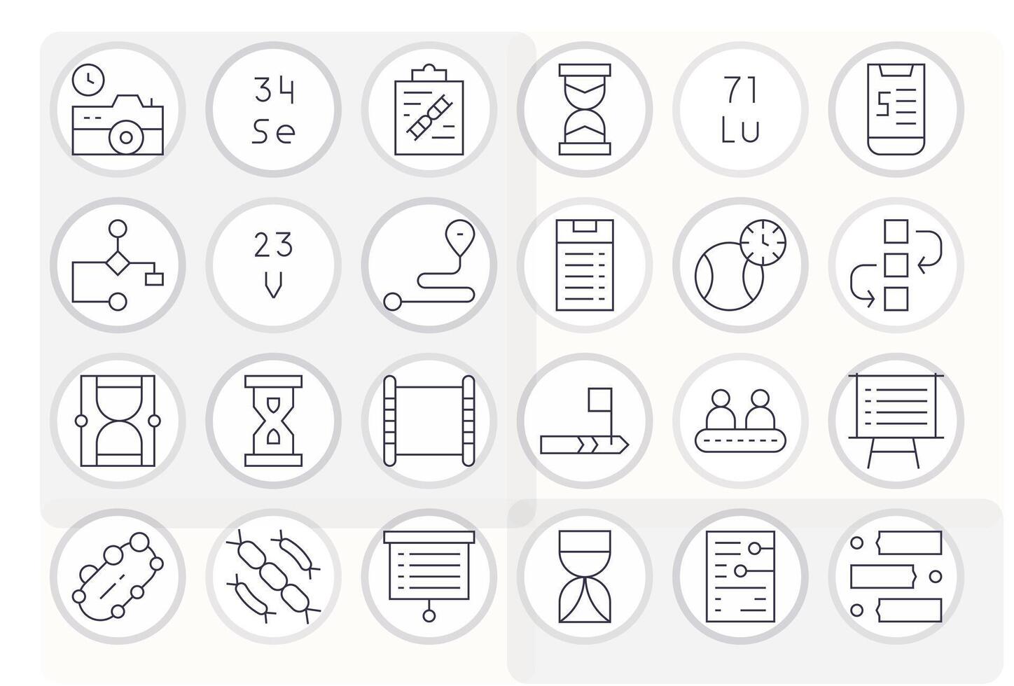 24 128x128 Thin Line Icons for Sequence with PIXEL Perfect precision vector