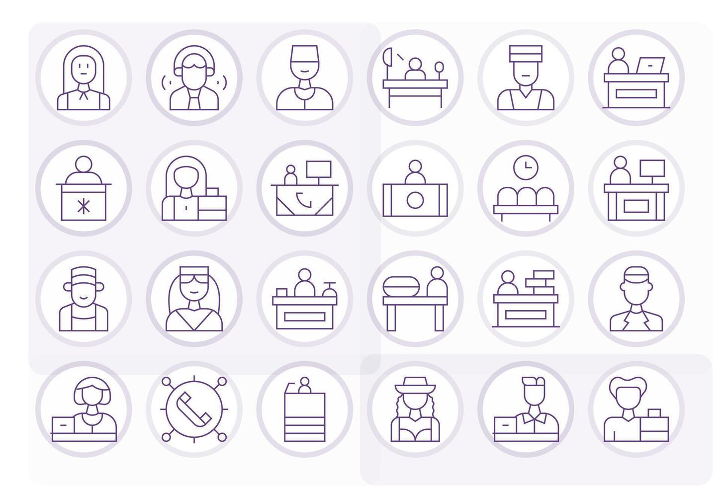 24 Display Perfect Thin Line Icons designed for Receptionist Interface vector