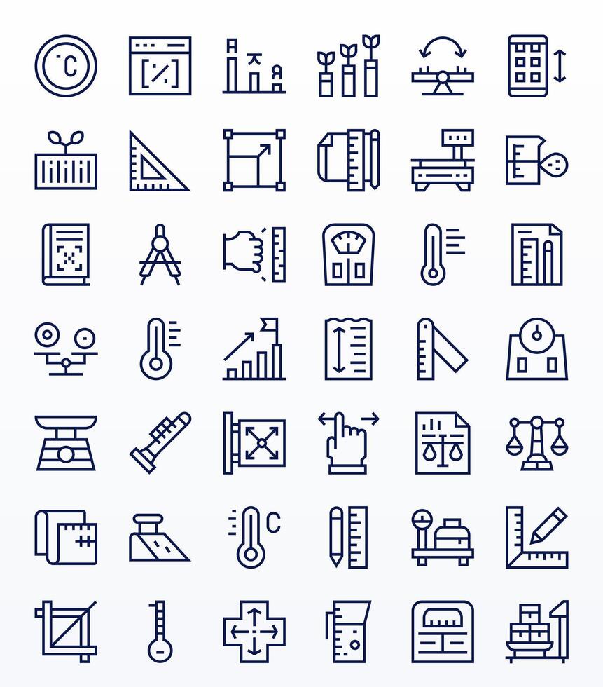 Scale Exclusive Set featuring 42 Regular Line Pixel Aligned High Resolution Icons vector