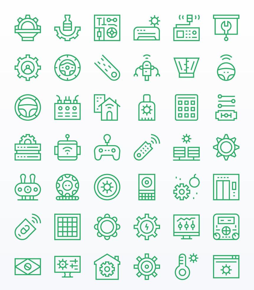 42 Pixel Aligned Icons themed around Control Panel in 64x64 Regular Line format vector