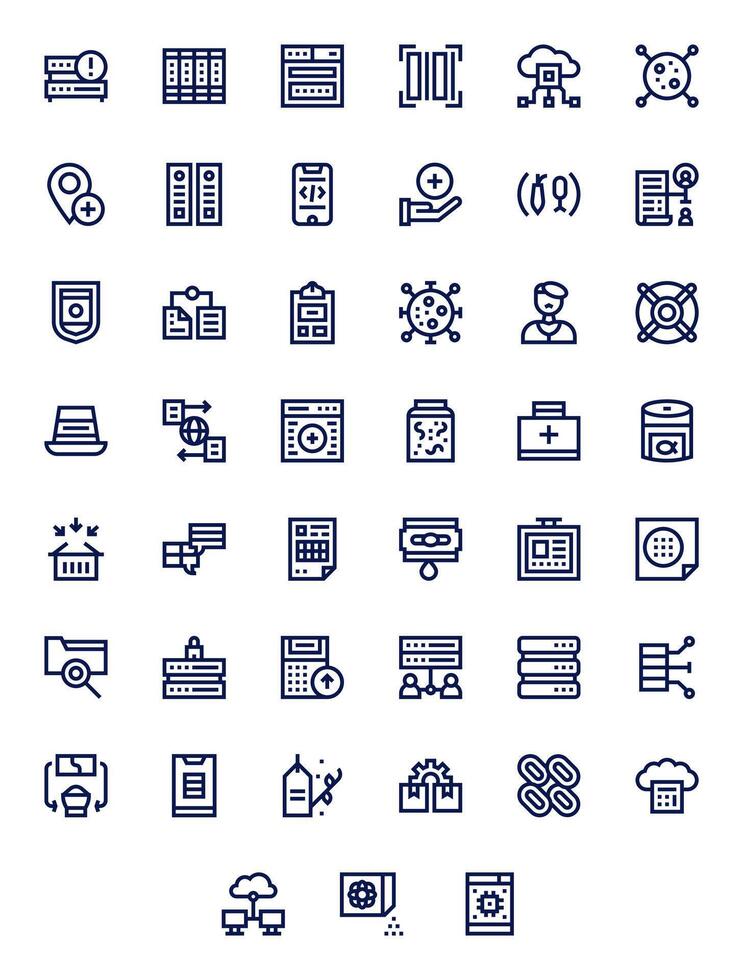 Database Icon Library with 45 Bold Line 256x256 Editable Designs vector