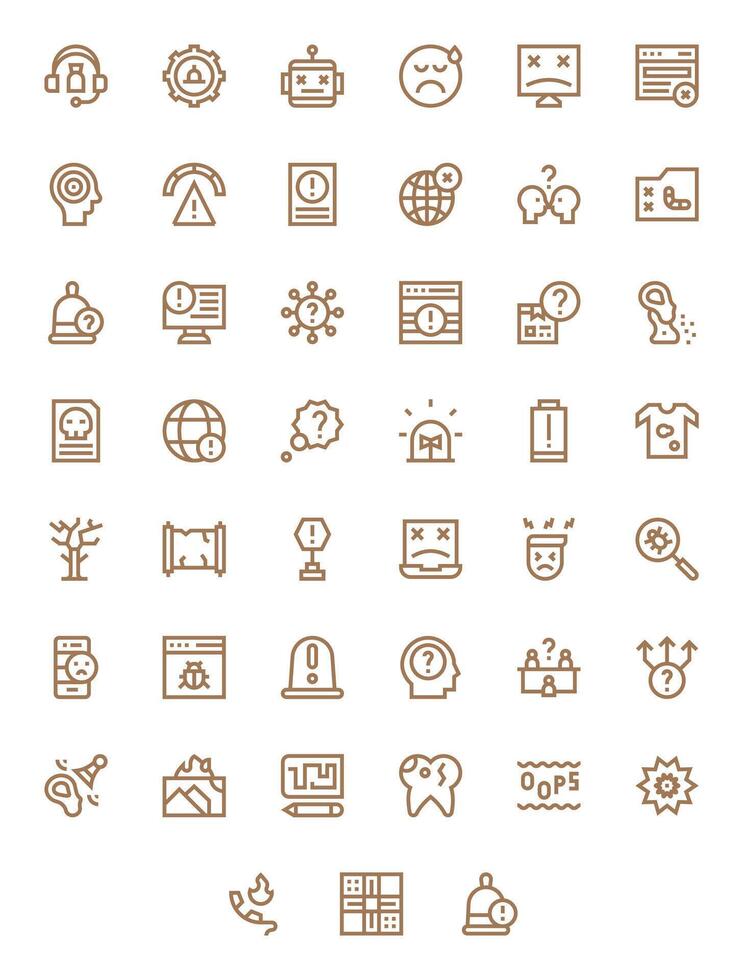 Bold Line Pixel Optimized Icons from Problem Set with 45 High Resolution Icons vector