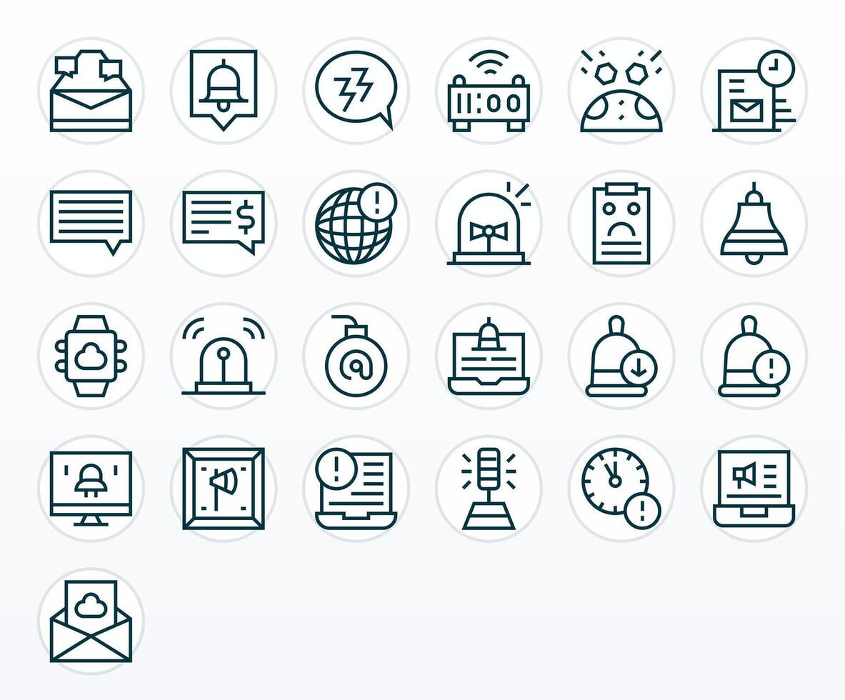 Notification Scalable Set featuring 25 Display Perfect Regular Line 256x256 Icons vector