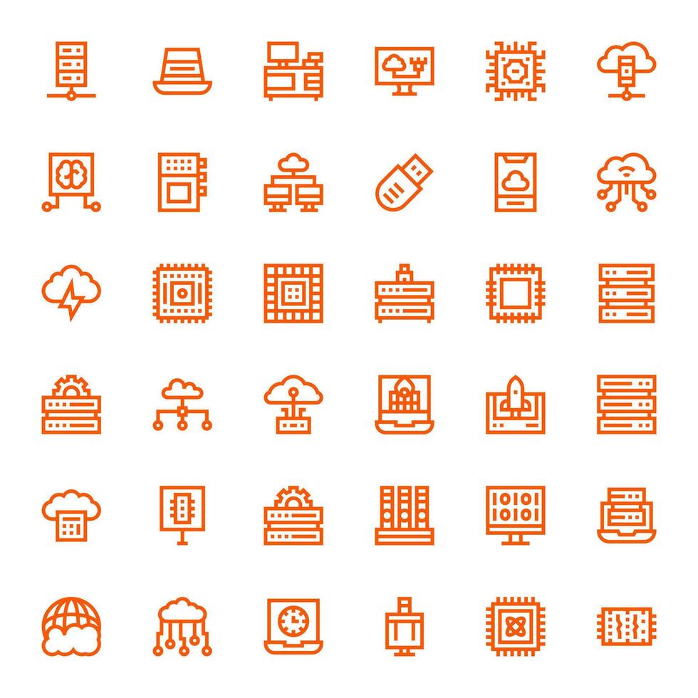 Computing Professional Set with 36 Bold Line Pixel Optimized 256x256 Icons vector