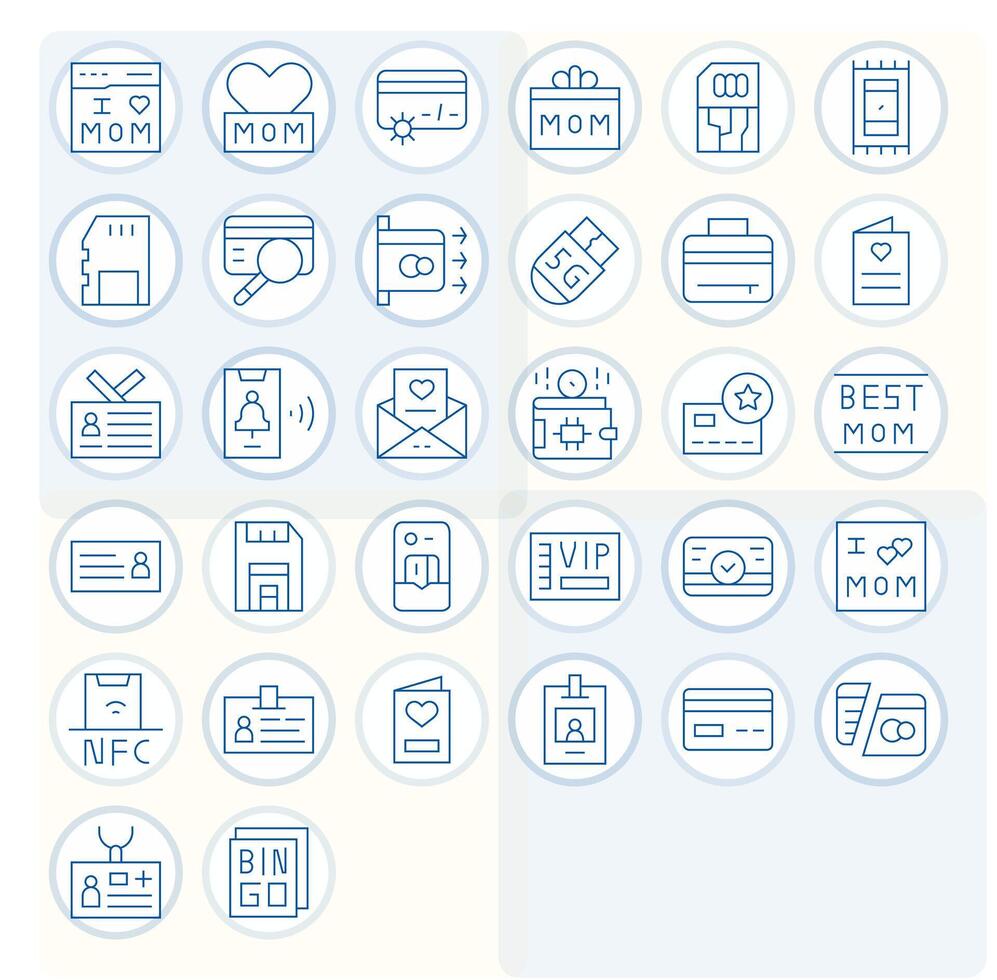 32 64x64 Icons for Card in Pixel Aligned Thin Line Format vector