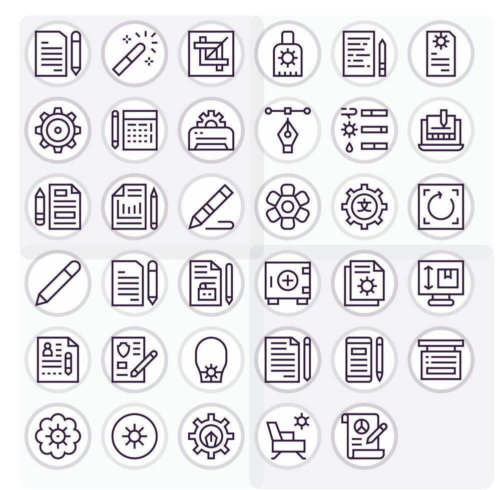 Modify Premium Bundle with 35 64x64 Pixel Optimized Regular Line Icons vector