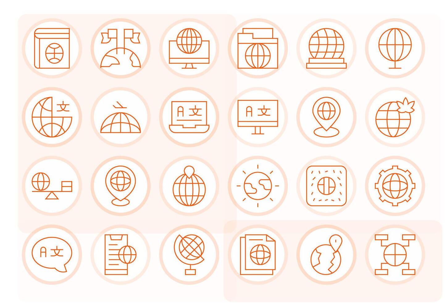 24 Pixel Optimized Icons themed around Internationalization in High Resolution Thin Line format vector