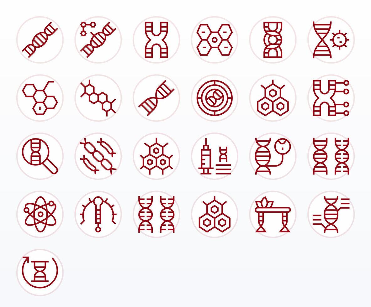 25 Regular Line Icons for Molecular in crisp 64x64 Pixel Optimized resolution vector