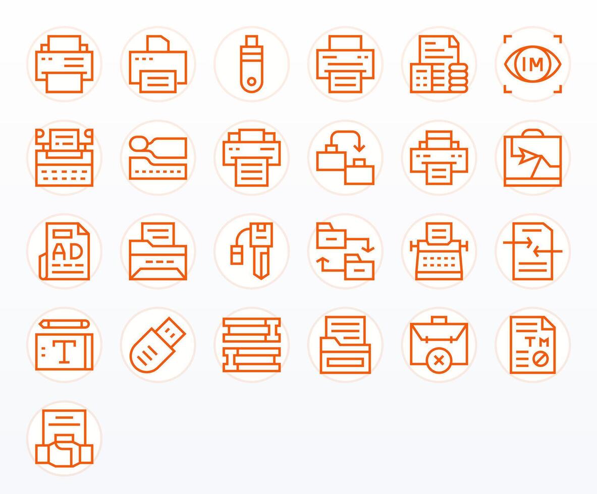 25 256x256 Regular Line Pixel Optimized Icons for Copy Projects vector