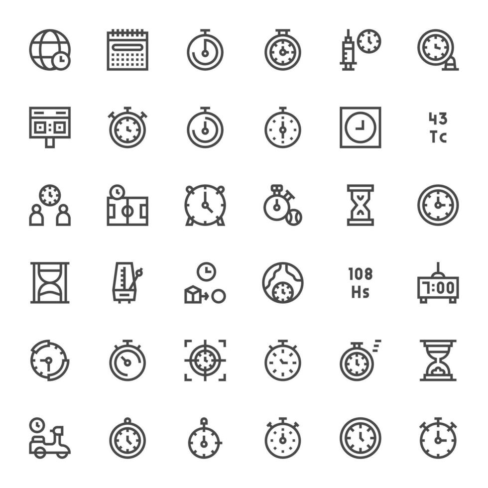 36 128x128 Bold Line Icons optimized for Timing Editable display vector