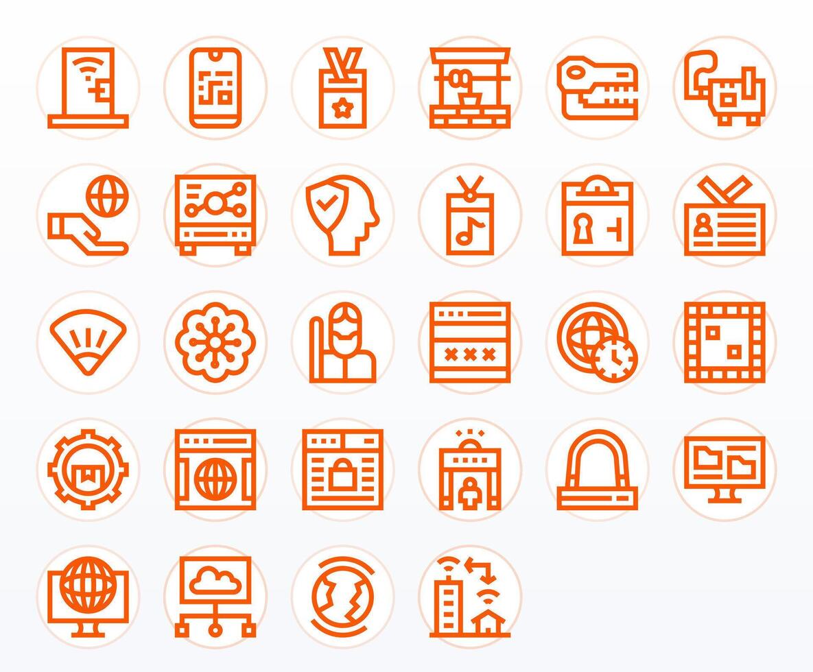 28 Icons for Access featuring 256x256 Display Perfect Bold Line Graphics vector