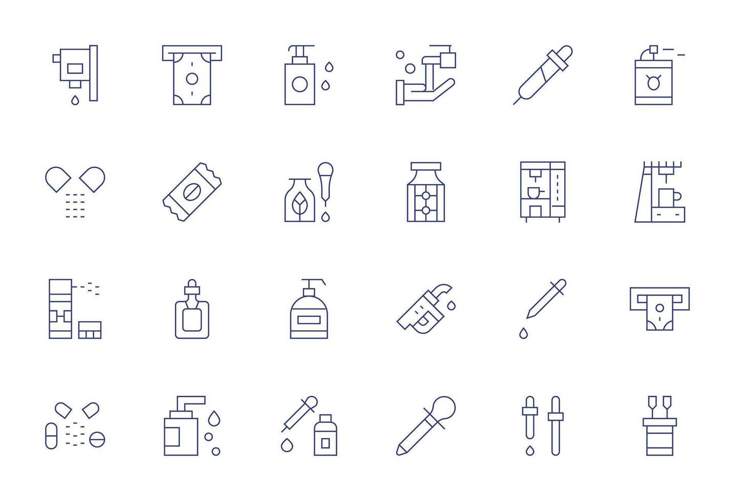 Dispensing Modern Collection with 24 Thin Line High Resolution Pixel Optimized Icons vector