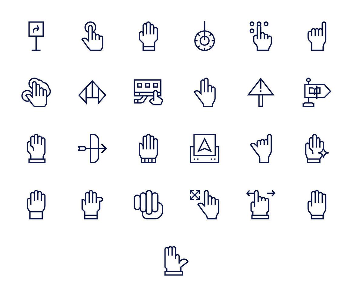 Pointer Design Icons featuring 25 Pixel Optimized Regular Line Style vector