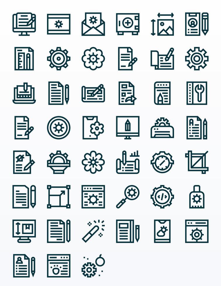 45 128x128 Bold Line Icons optimized for Modify PIXEL Perfect display vector