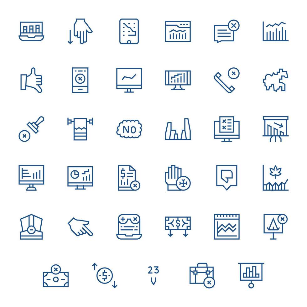 Decline Icon Library with 35 Regular Line 256x256 Pixel Optimized Designs vector