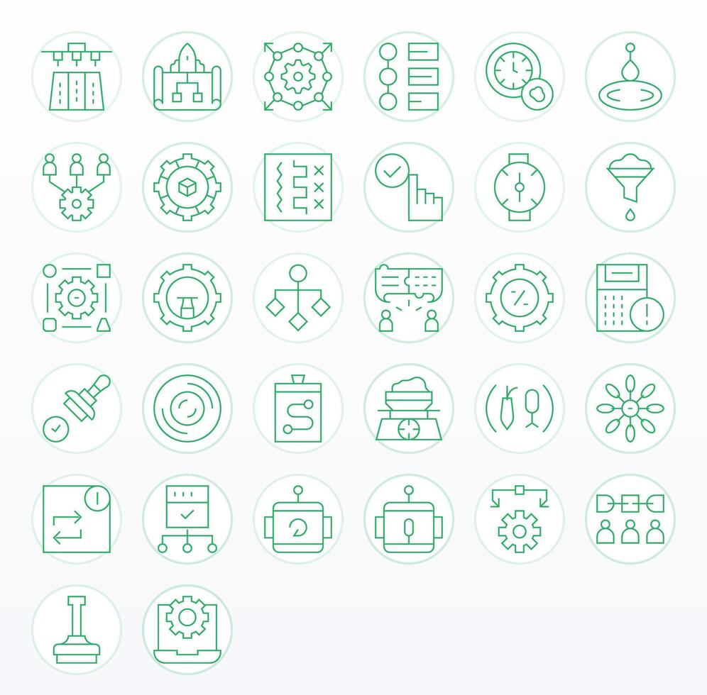 Process Icon Repository containing 32 Thin Line 256x256 Pixel Aligned graphics vector