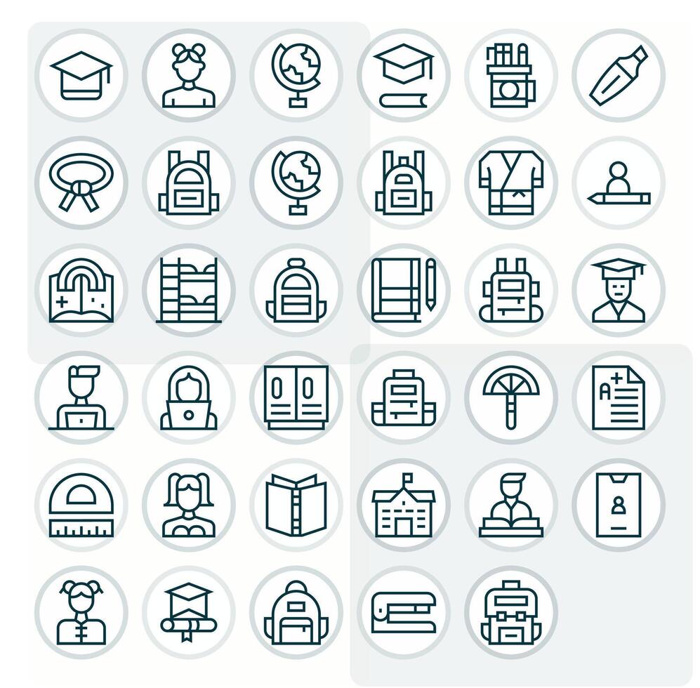 Student Icon Toolkit featuring 35 Display Perfect 128x128 Regular Line elements vector