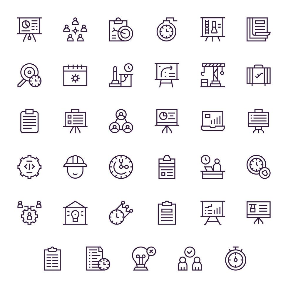 Project Icon Collection with 35 High Resolution Regular Line Designs vector