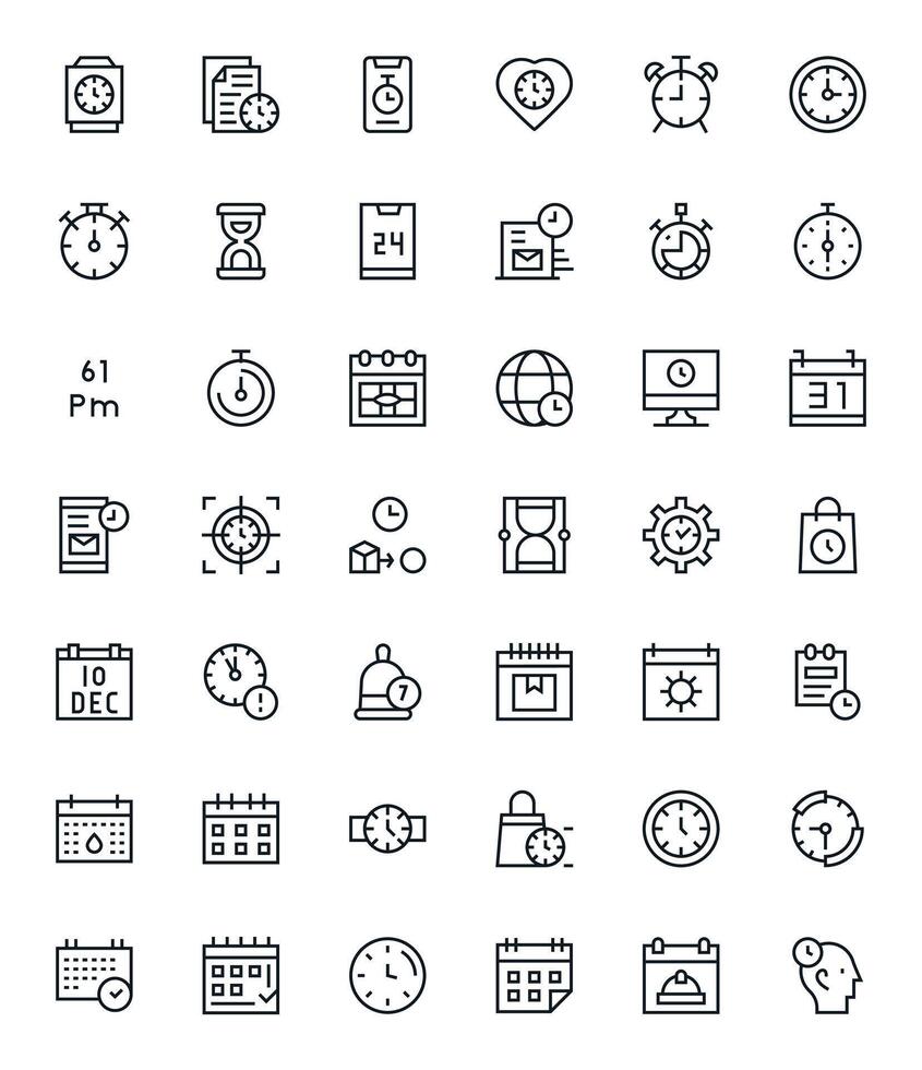 Deadline Icon Toolkit featuring 42 Pixel Optimized 256x256 Regular Line elements vector