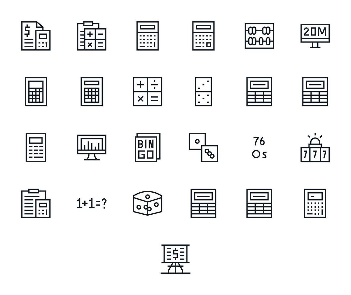 Numbers Professional Set with 25 Regular Line Grid Fitted High Resolution Icons vector