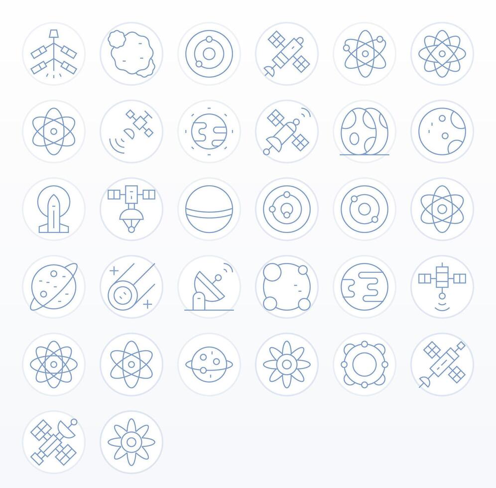 32 íconos para orbita optimizado en píxel alineado alto resolución Delgado línea resolución vector