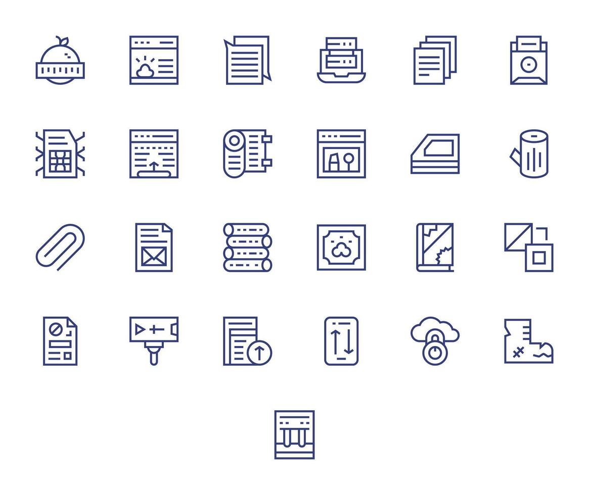 25 Regular Line Icons from File Management in High Resolution Pixel Optimized Quality vector