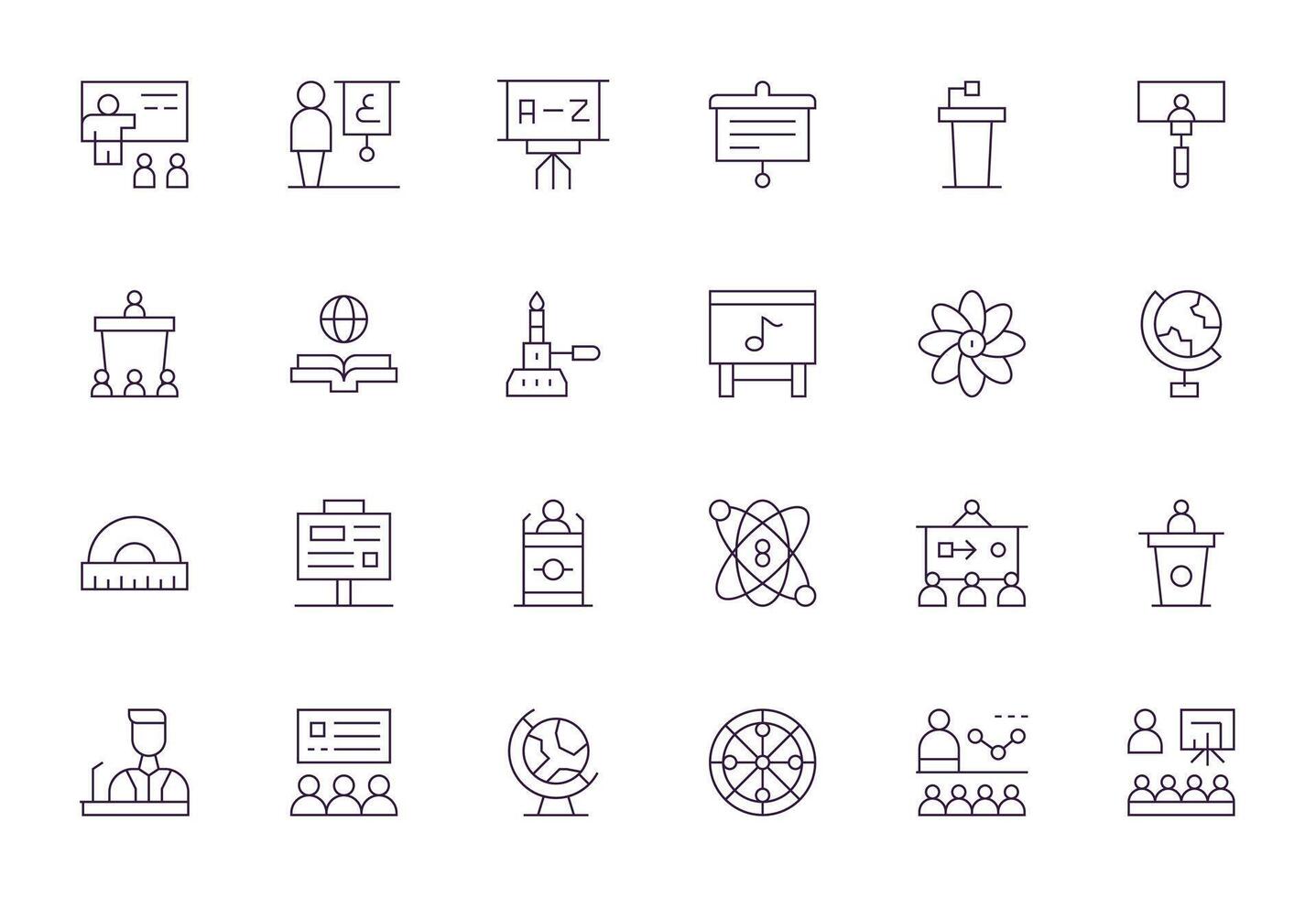 Teaching Graphics featuring 24 Thin Line Pixel Aligned High Resolution Designs vector