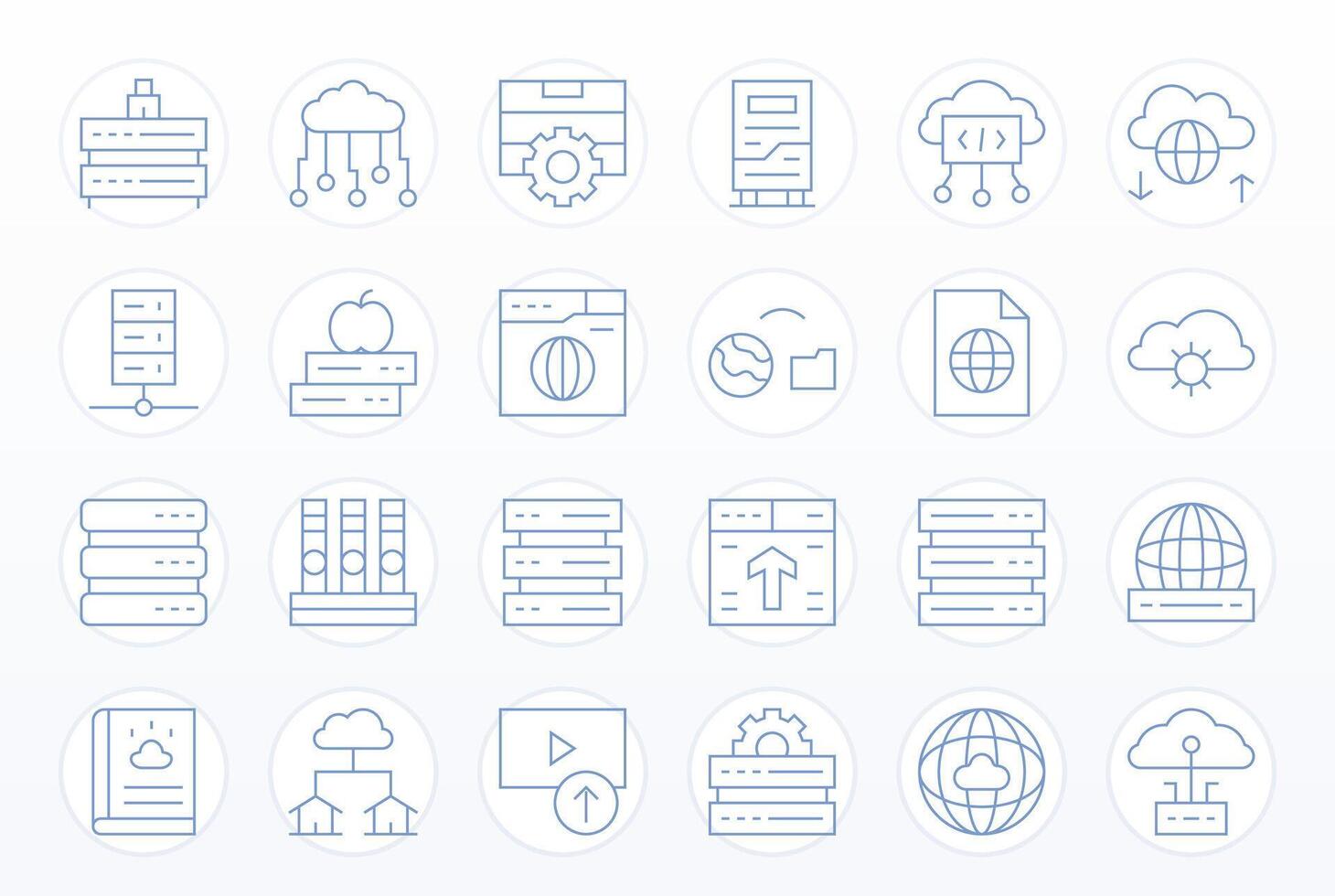 24 Thin Line Icons designed for Hosting in High Resolution Editable format vector