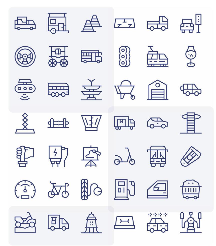 Vehicle Icon Repository containing 42 Regular Line Retina Ready Display Perfect graphics vector