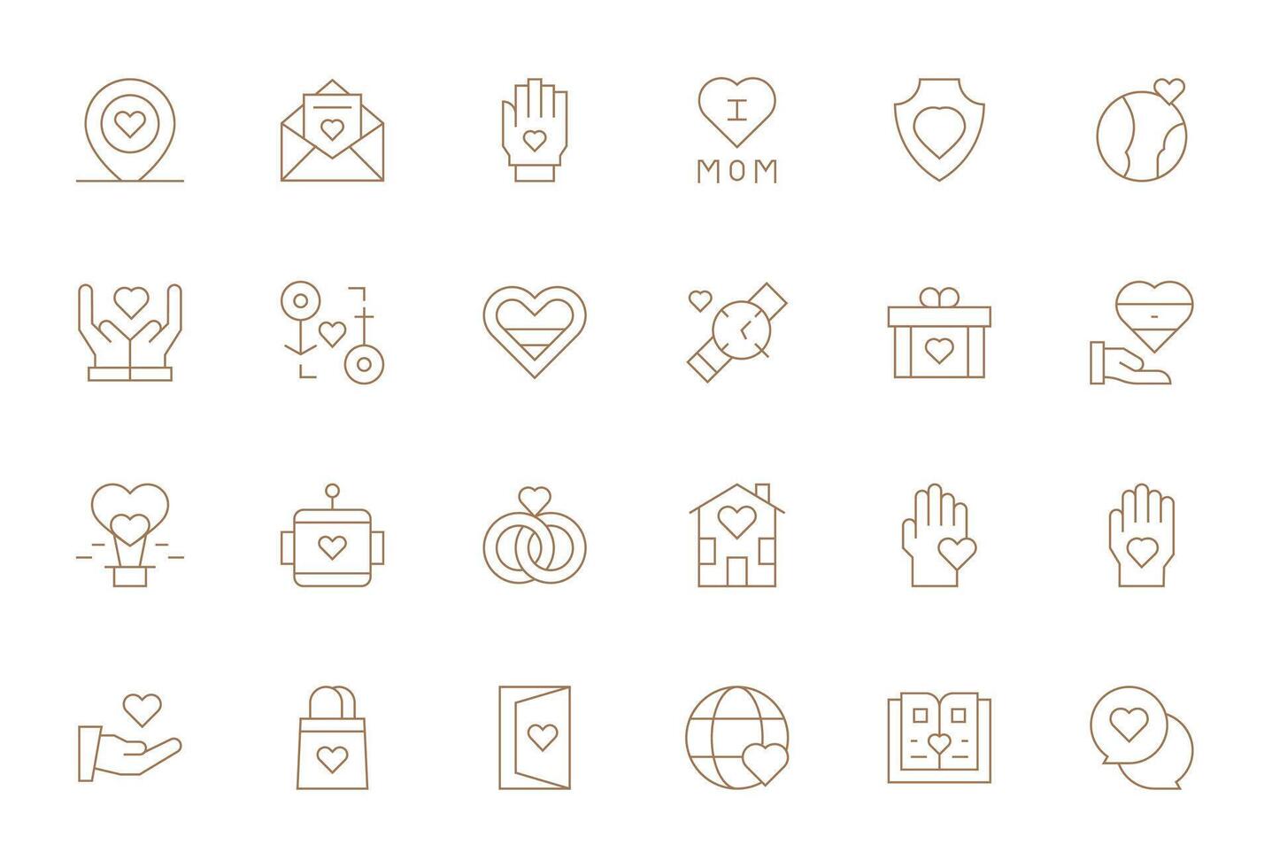 24 Affection Pixel Optimized Icons in High Resolution Thin Line Aesthetic vector