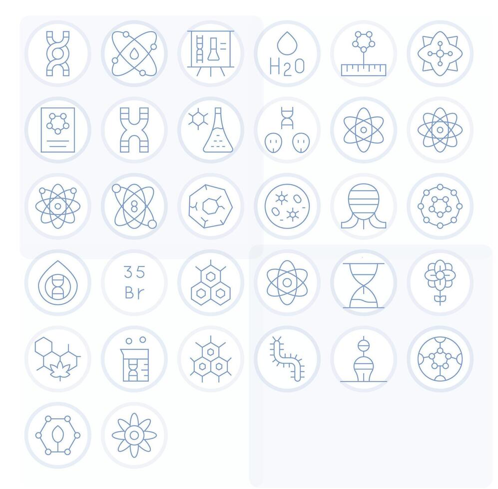 32 Thin Line Editable Vectors for Molecule Theme