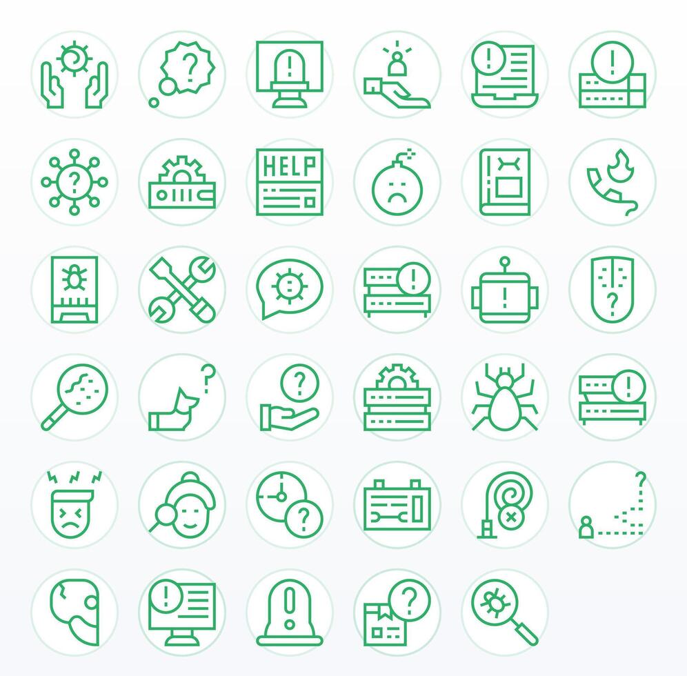 Troubleshooting Icon Toolkit featuring 35 Pixel Aligned 256x256 Regular Line elements vector