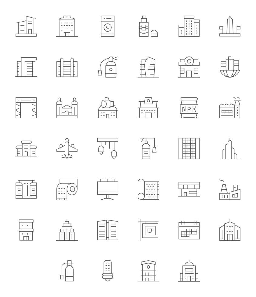 Commercial Icon Toolkit featuring 40 Pixel Optimized 256x256 Thin Line elements vector