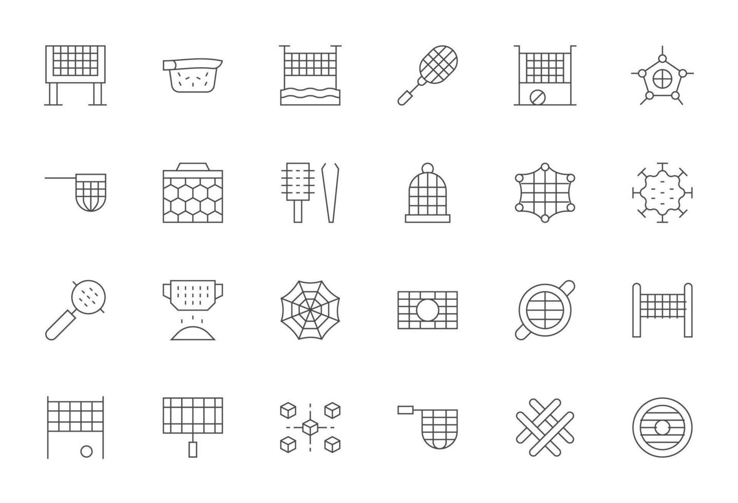 24 64x64 Icons for Mesh in Editable Thin Line Format vector