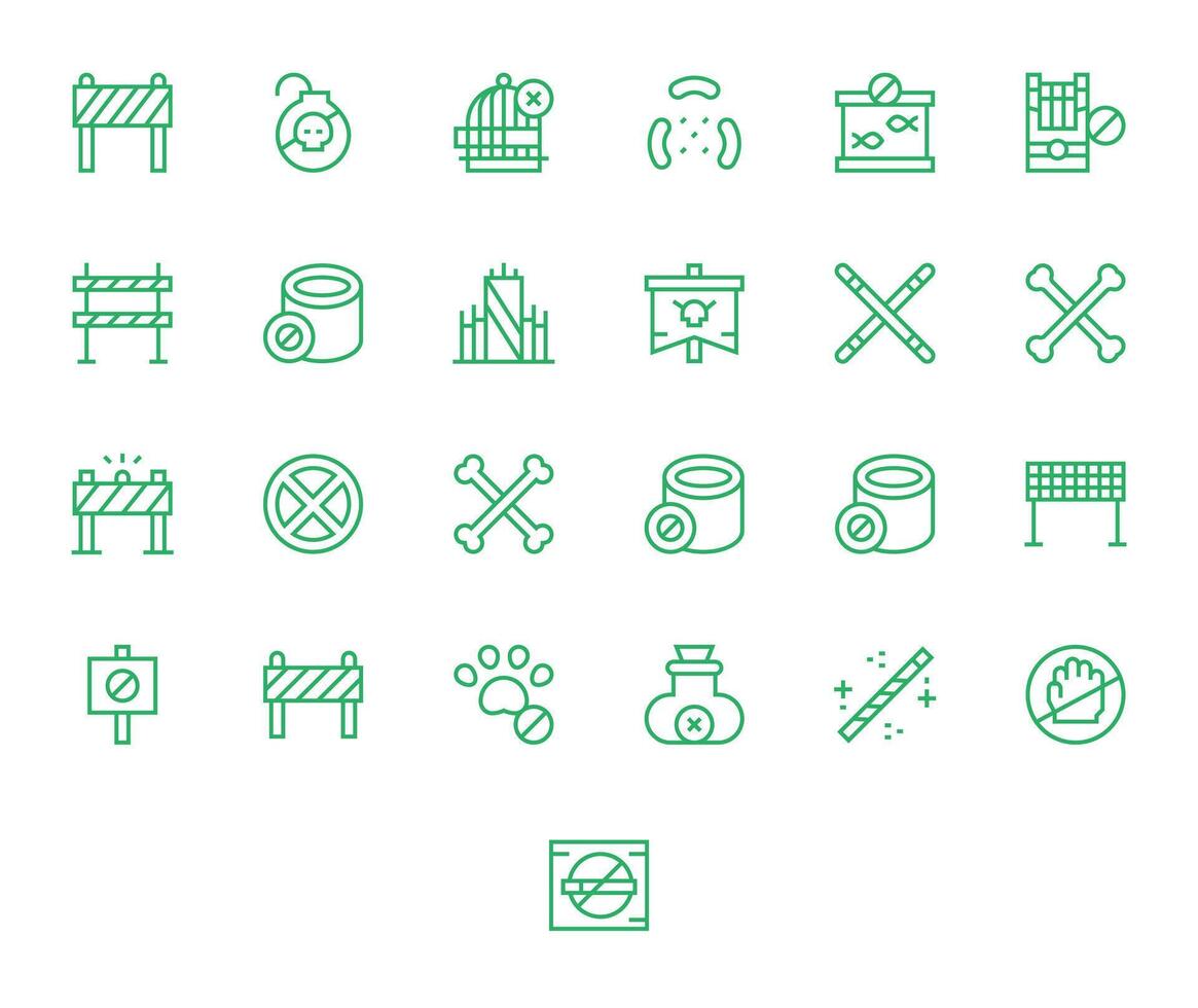 Keep Out Pixel Aligned Set with 25 256x256 Regular Line Icons vector