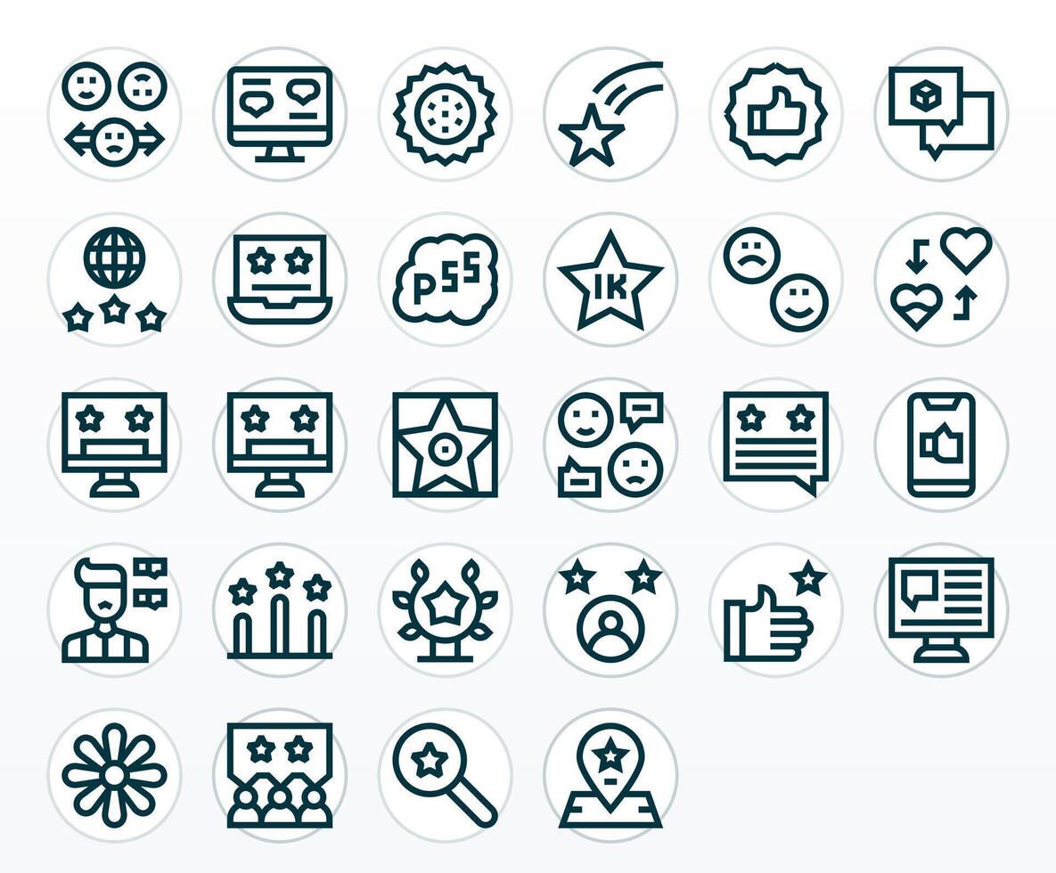 28 High Resolution Bold Line Icons for Rating with Display Perfect precision vector