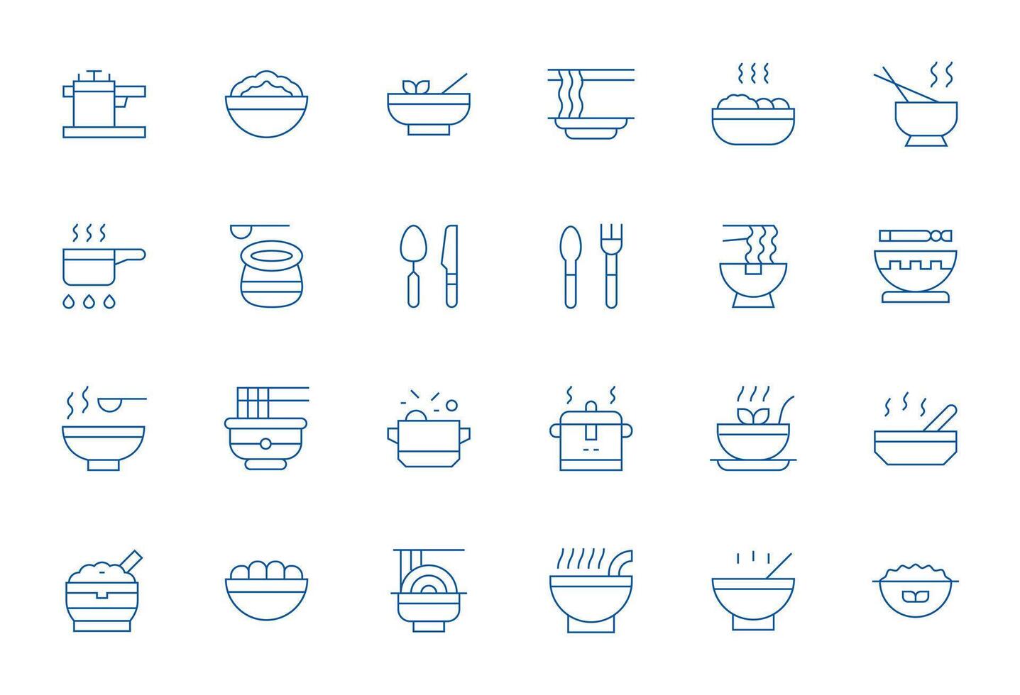 Soup Design Icons featuring 24 Display Perfect Thin Line Style vector