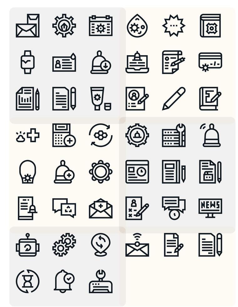 Update Complete Package with 45 Retina Ready Bold Line Pixel Optimized Icons vector