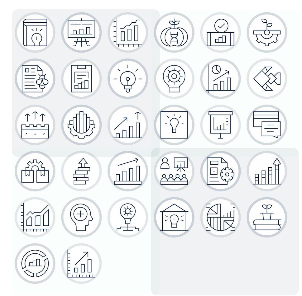 Improvement Icon Library with 32 Thin Line High Resolution Grid Fitted Designs vector
