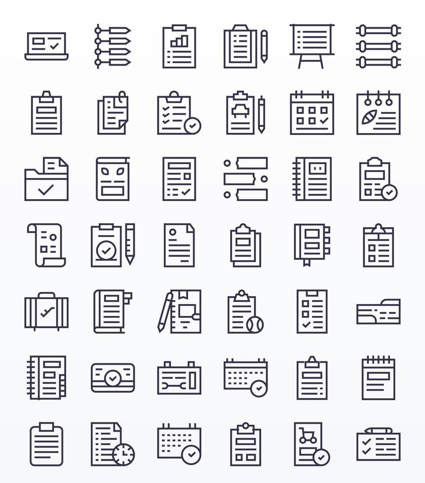 42 editable regular línea íconos diseñado para Lista de Verificación interfaz vector
