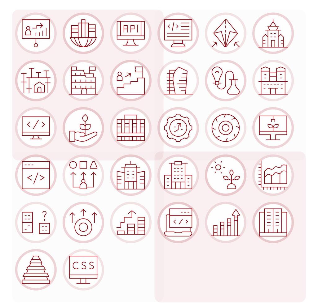 32 Thin Line Display Perfect Icons crafted for Development 64x64 applications vector