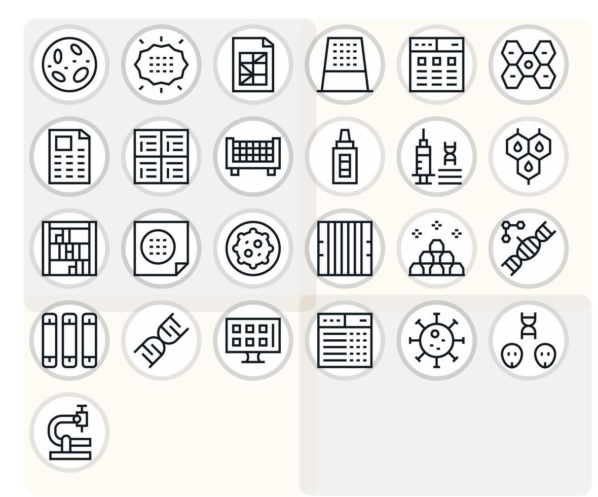 25 Icons inspired by Cells in Grid Fitted High Resolution Regular Line quality vector