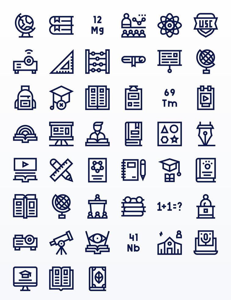 45 256x256 Bold Line Icons optimized for Education Pixel Optimized display vector