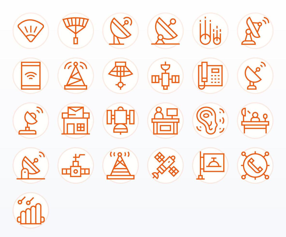 Reception Modern Collection with 25 Regular Line 64x64 Pixel Optimized Icons vector