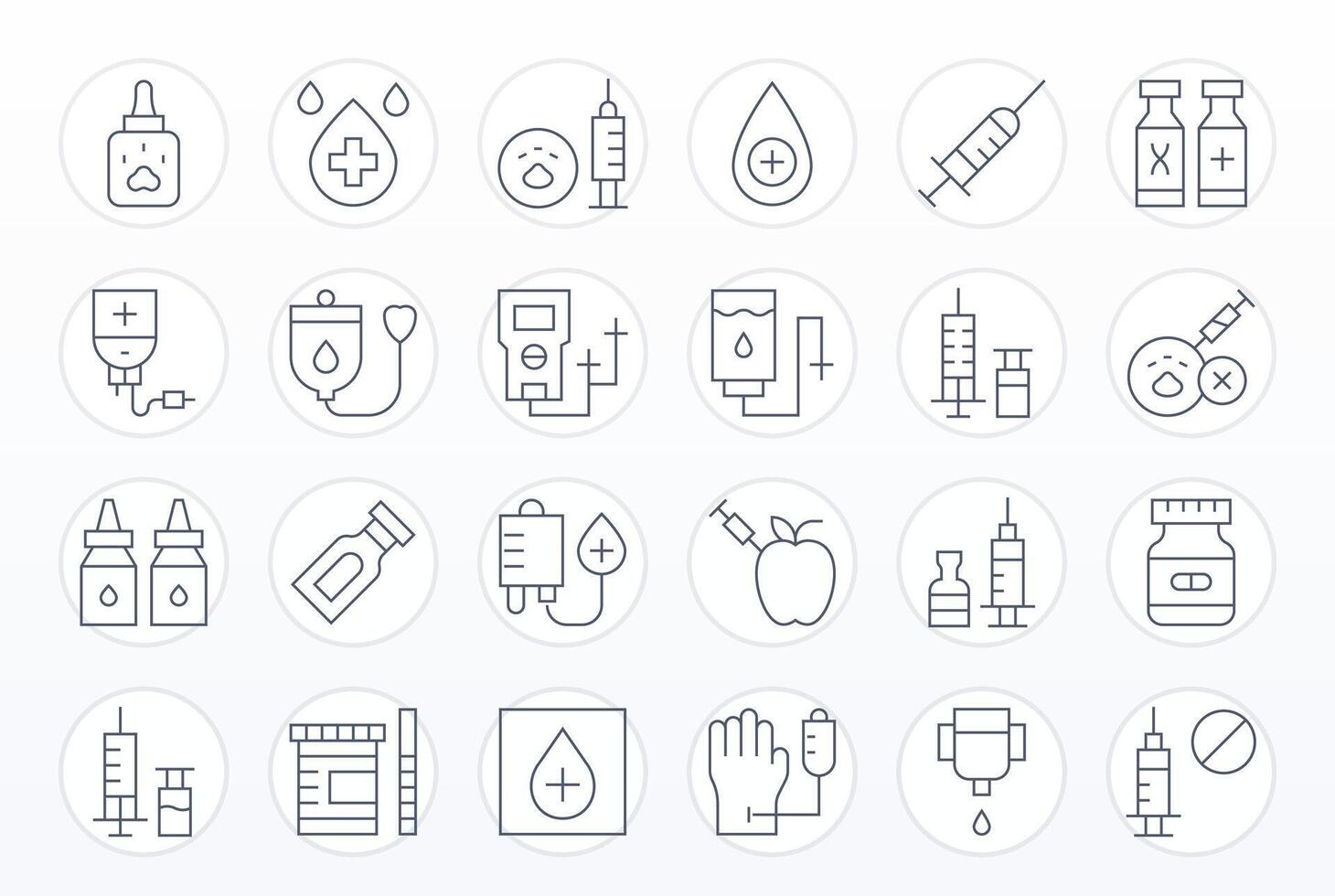 24 Thin Line Pixel Optimized Vectors for Injection Theme