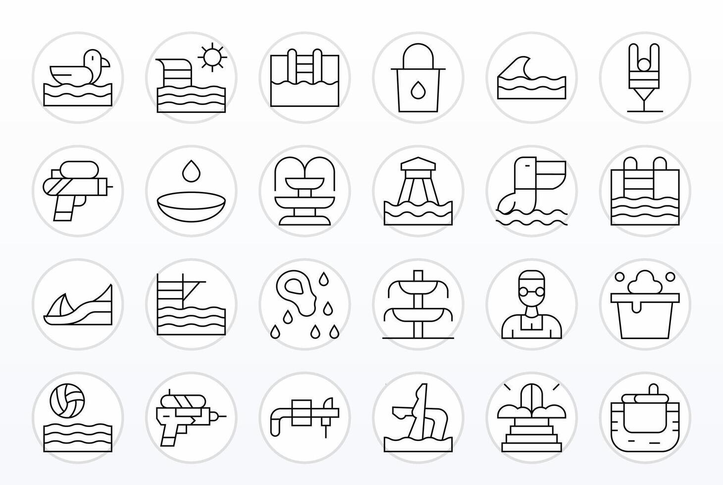 24 Thin Line Icons for Splash in crisp 128x128 Display Perfect resolution vector